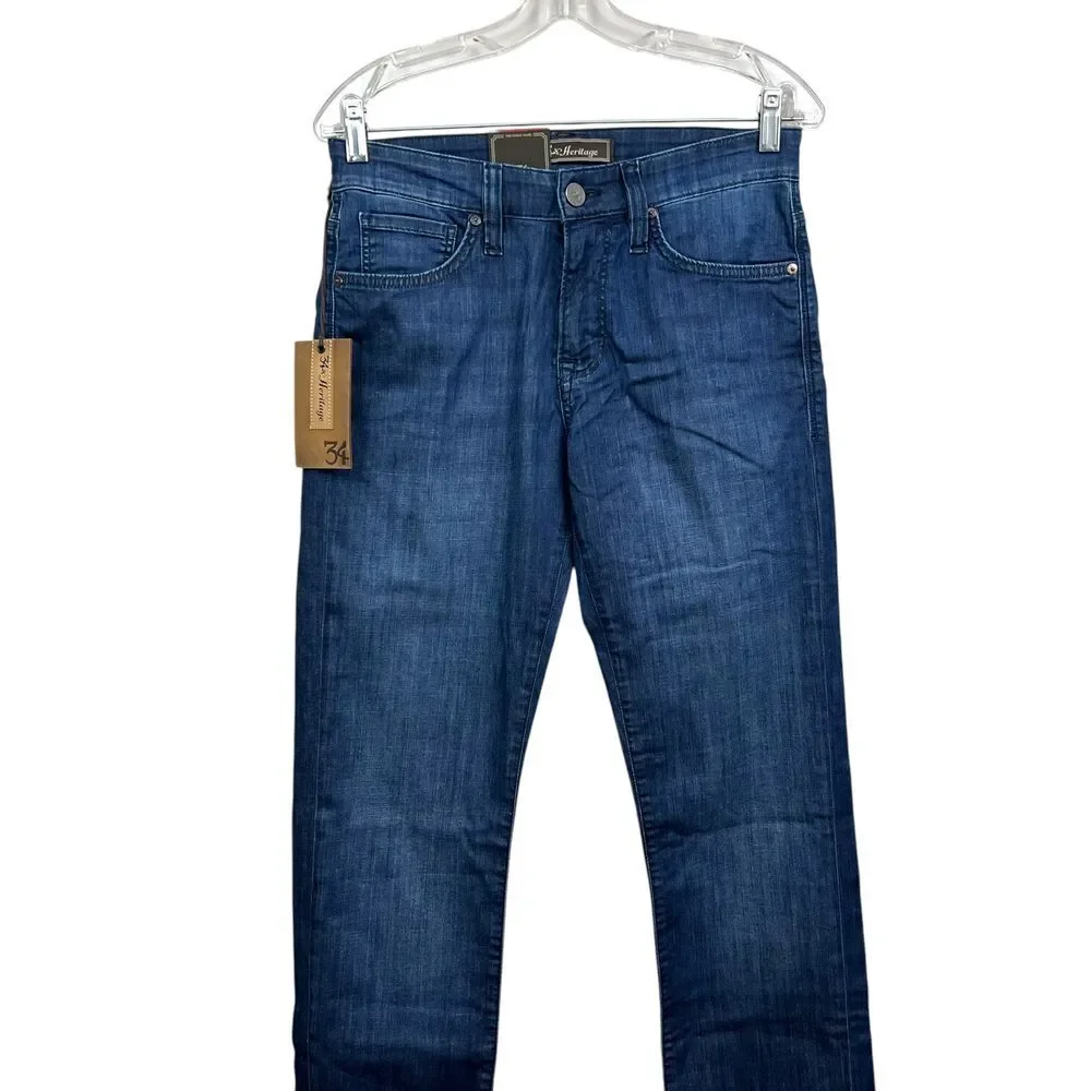 34 Heritage Mens Courage Jeans Straight Fit Mid Rise Zip Fly Blue Sz 28/34*